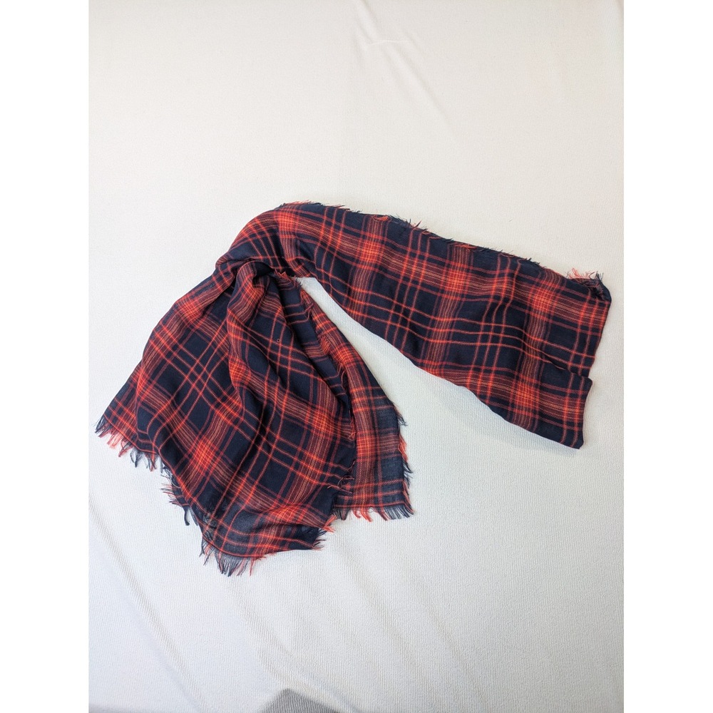 Gap Plaid Light Scarf Red Navy Preppy Academic Tartan Fall Transition Capsule